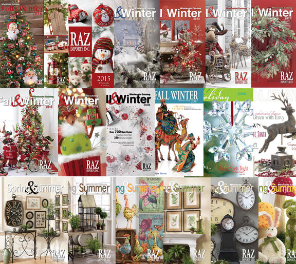 12 years of RAZ Imports Catalog covers